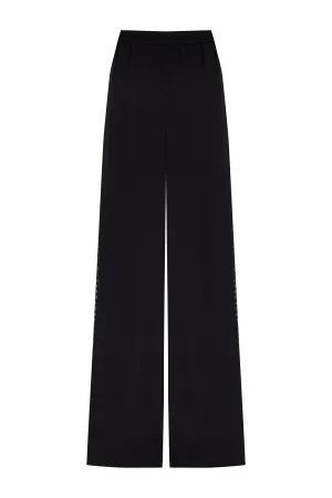 Wide-Leg Crepe Satin Pants