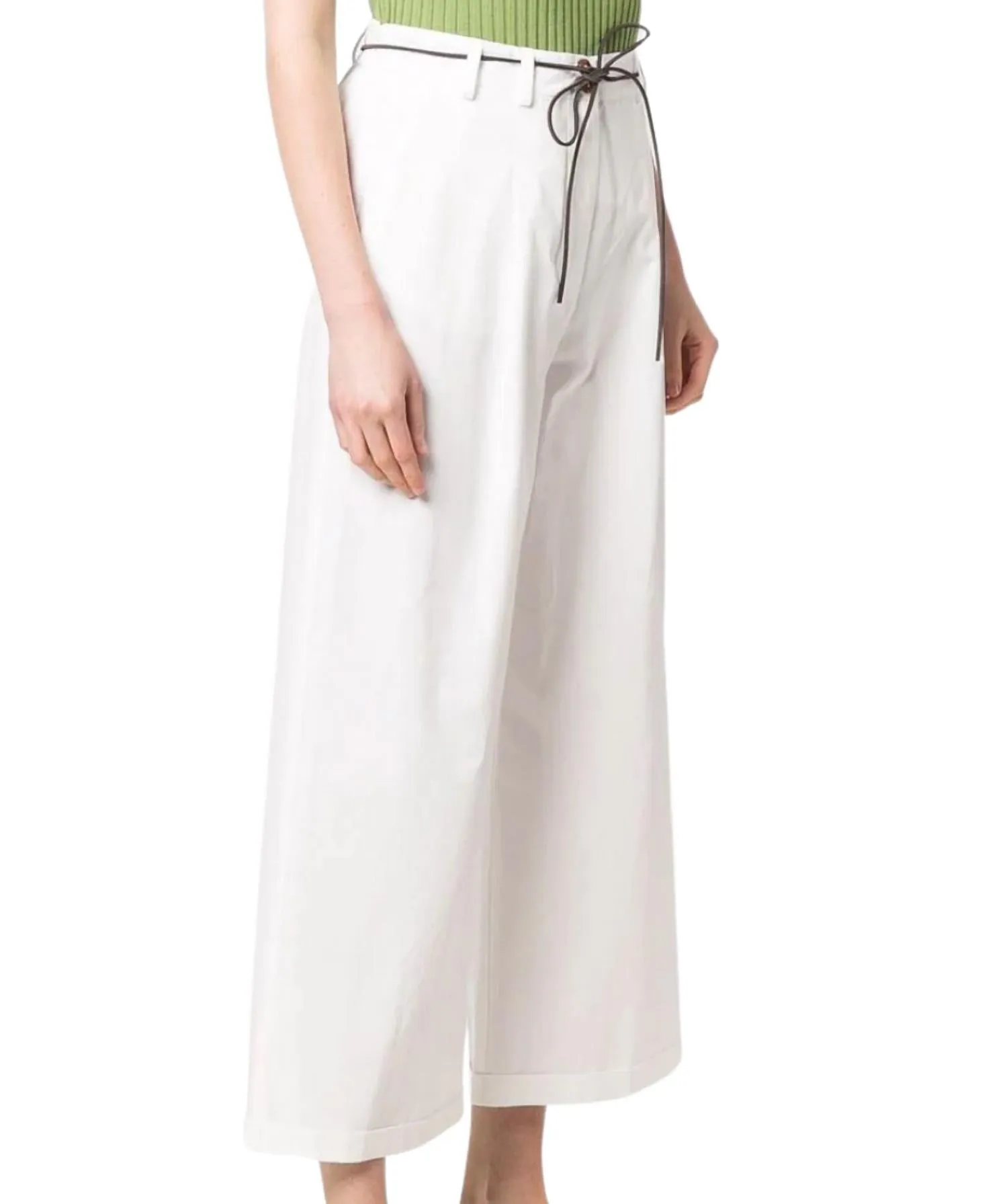 Wide Pleat Trousers In White
