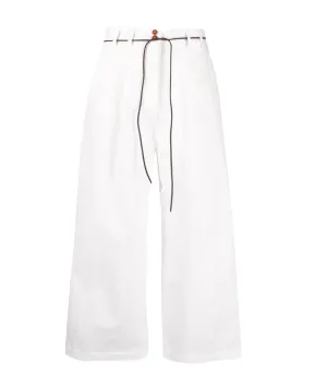 Wide Pleat Trousers In White