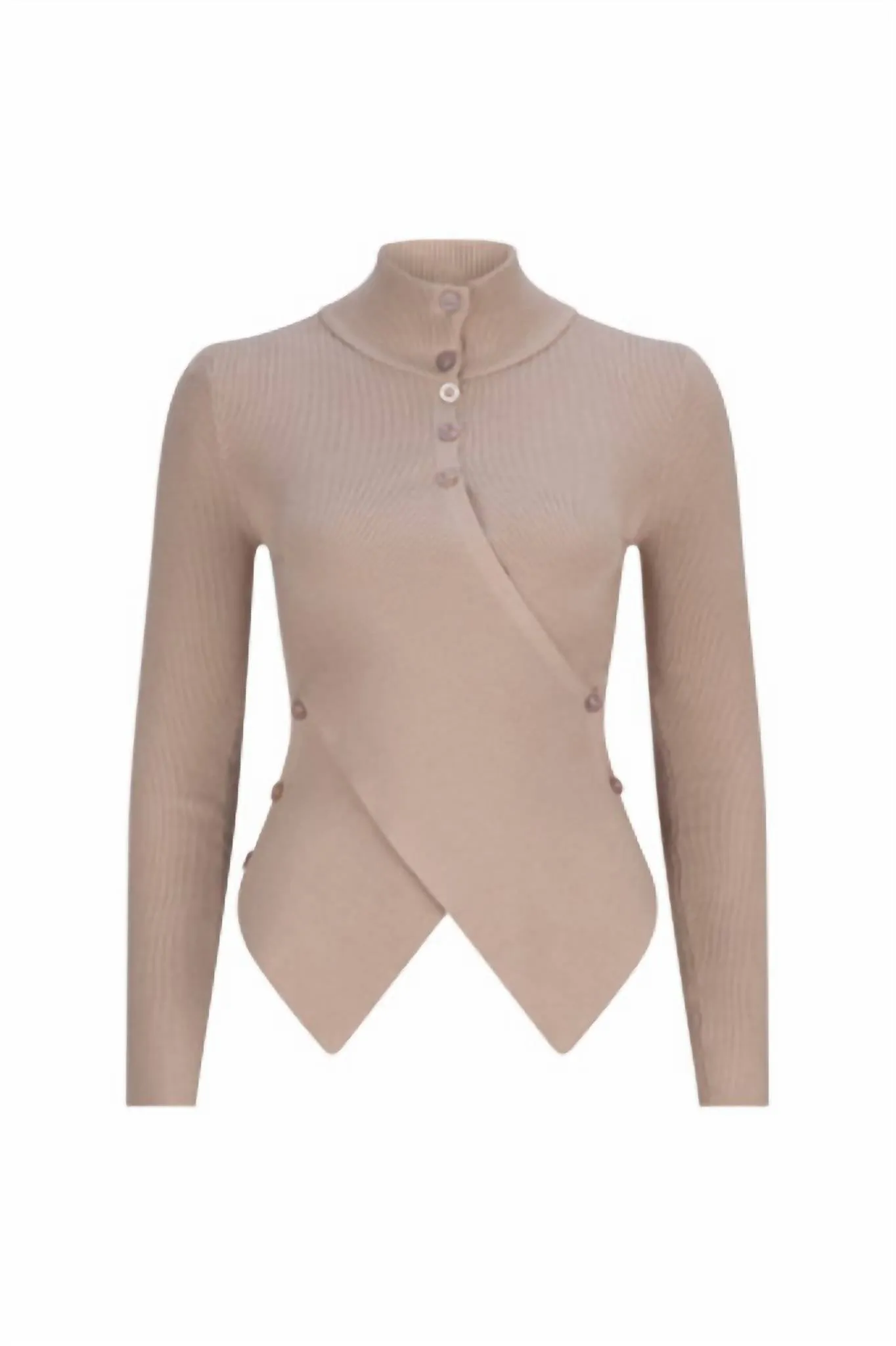 Women's Asymmetrical Buttons Top In Oat