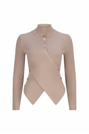 Women's Asymmetrical Buttons Top In Oat