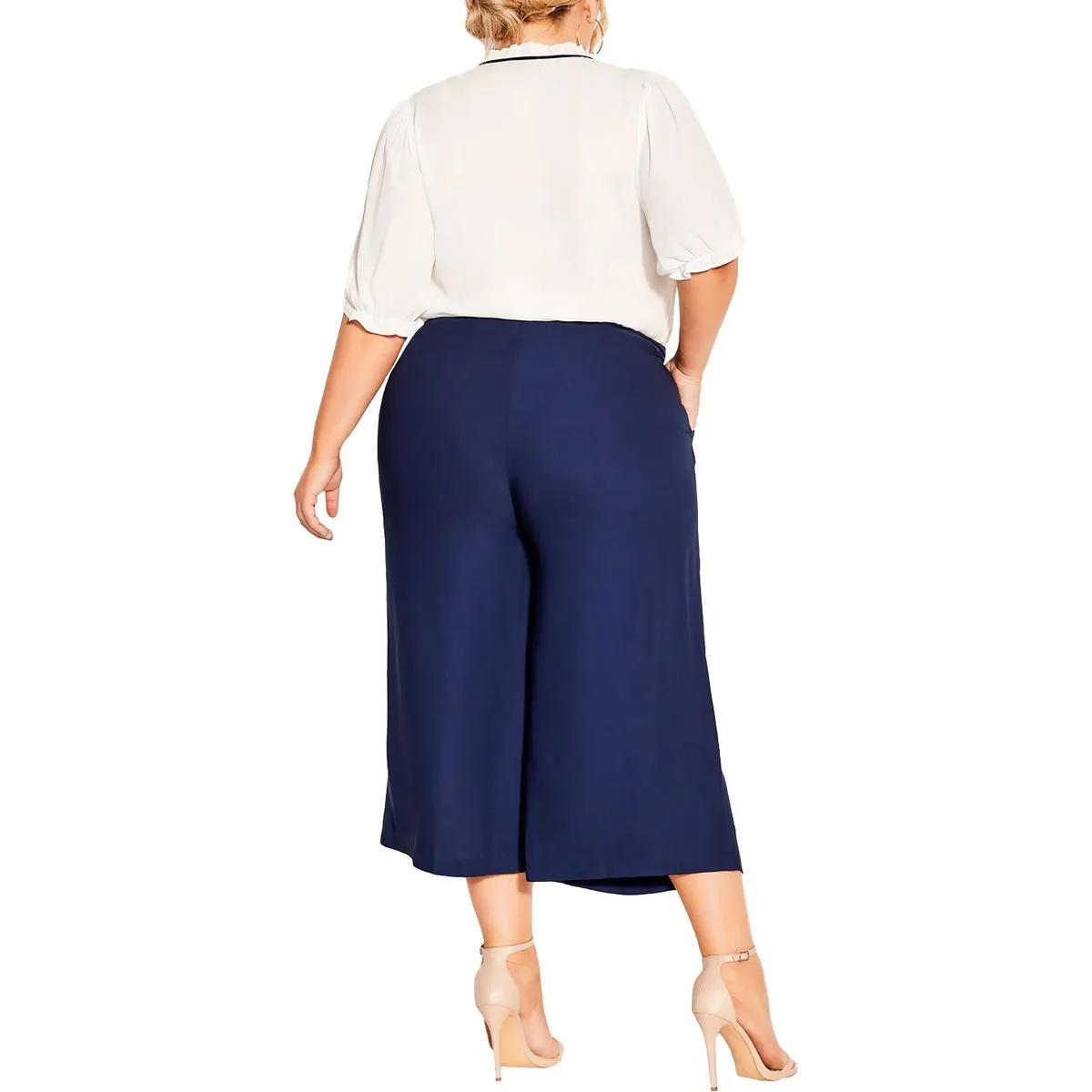 Womens Belted Polyester Wide Leg Pants