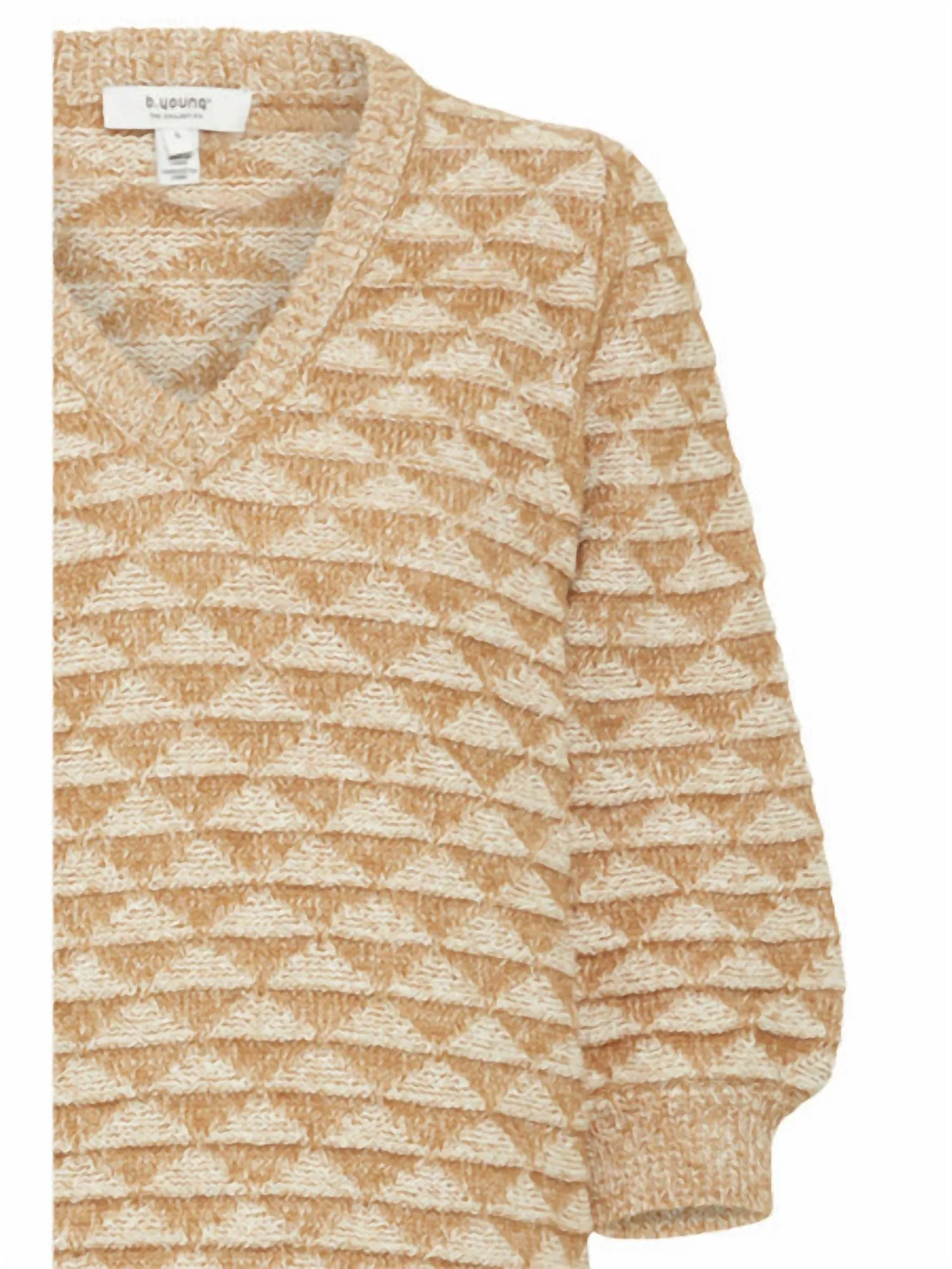 Women's Byorima V Neck 3/4 Sleeve Sweater In Dull Gold Mix