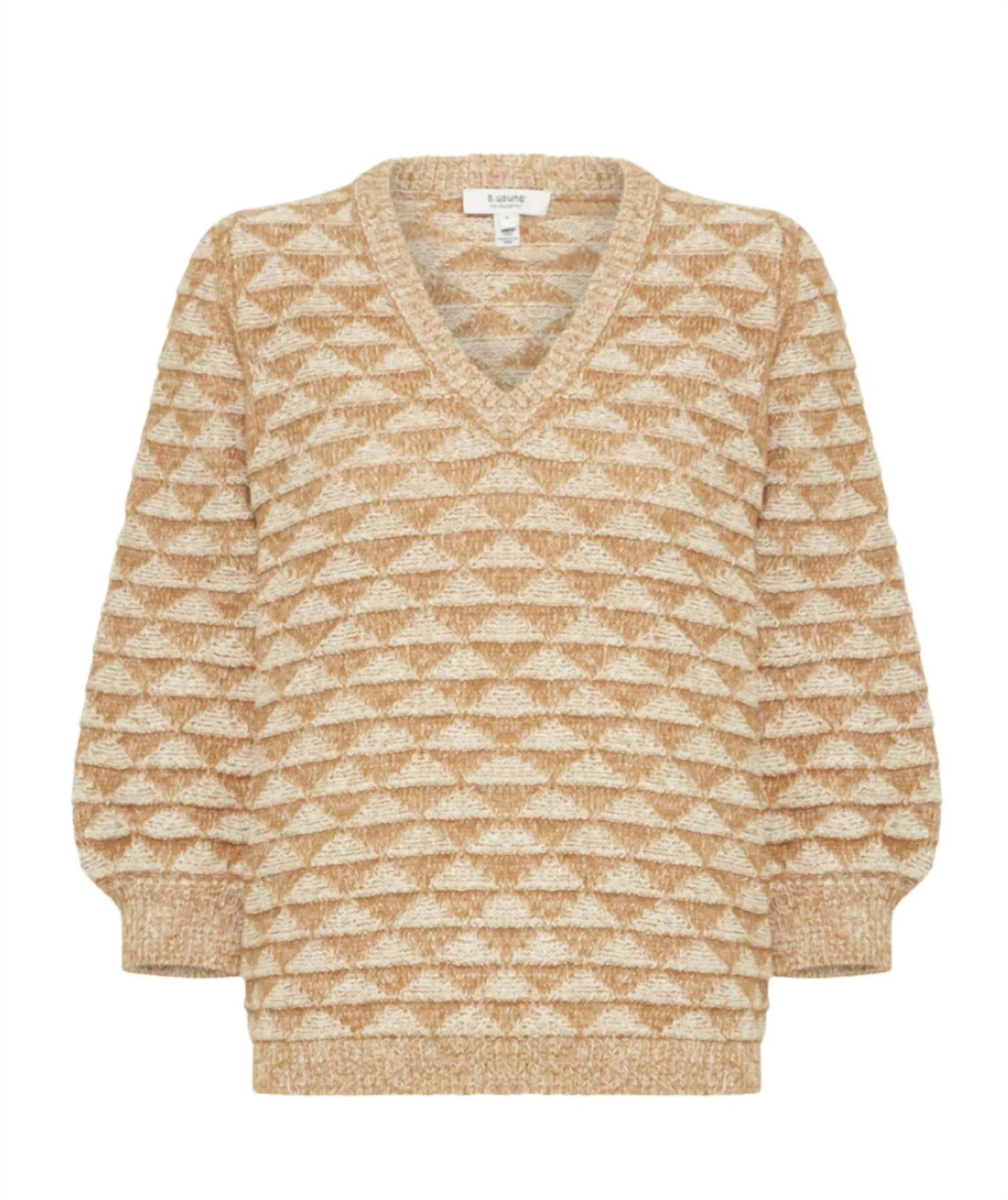 Women's Byorima V Neck 3/4 Sleeve Sweater In Dull Gold Mix