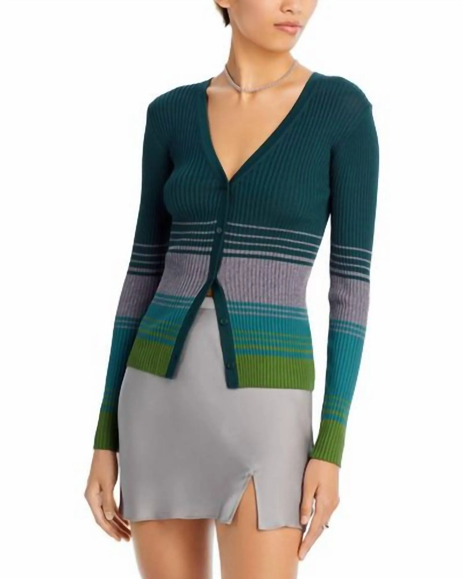 Women's Cargo Color Block Ribbed Sweater In Pine Forest