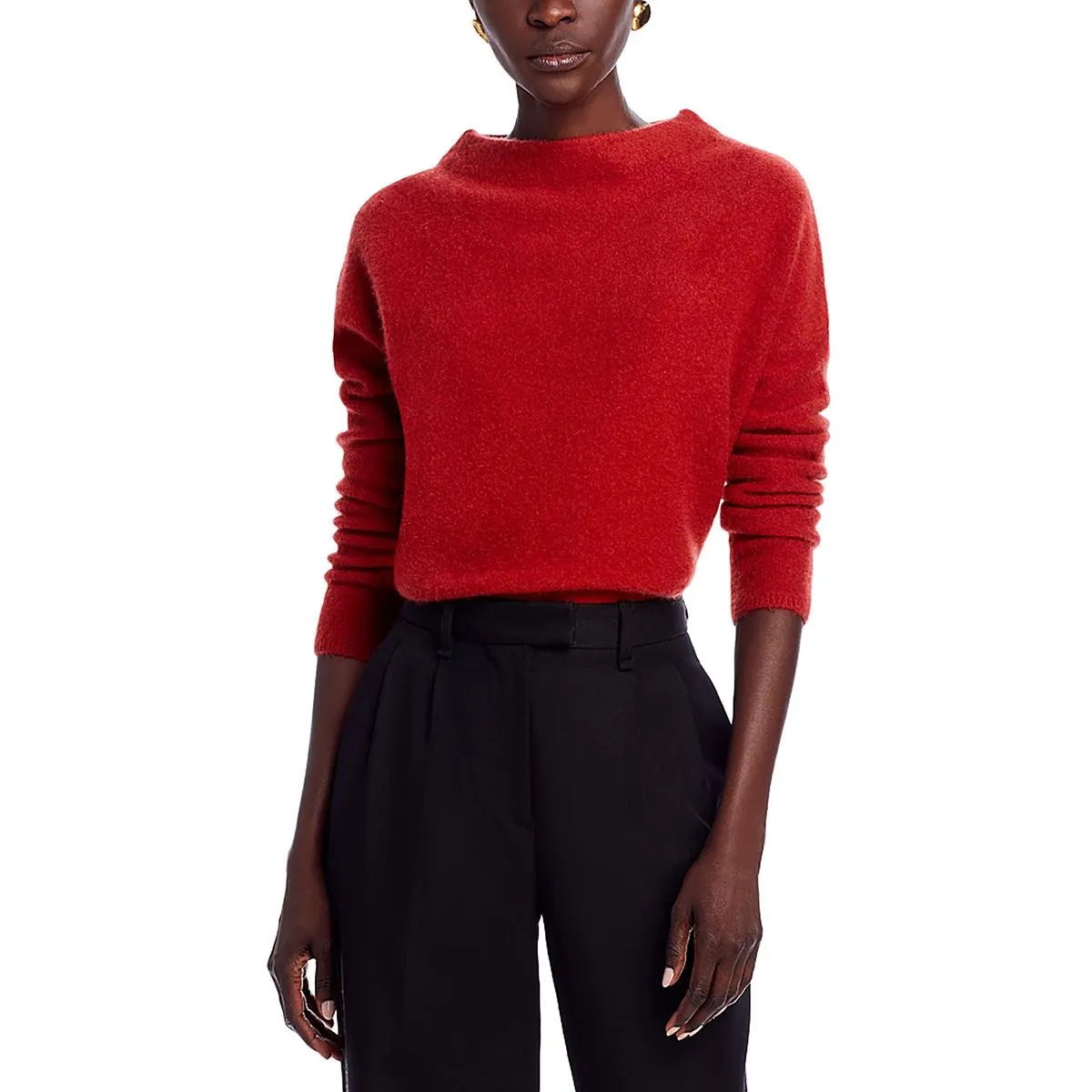 Womens Cashmere Funnel Neck Pullover Sweater