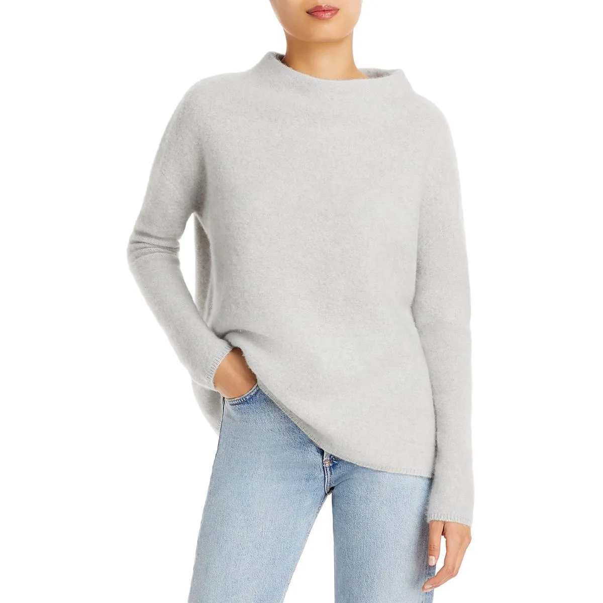 Womens Cashmere Funnel Neck Pullover Sweater