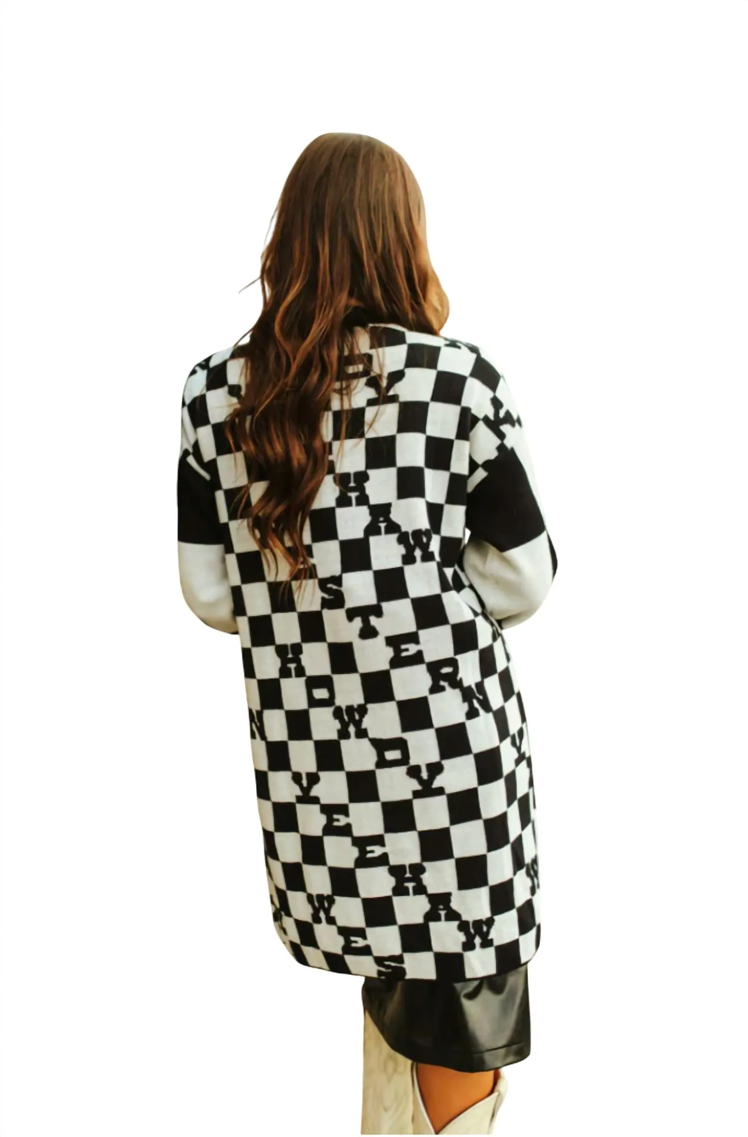 Women's Cowboy Bueno Checkered Cardigan In Black