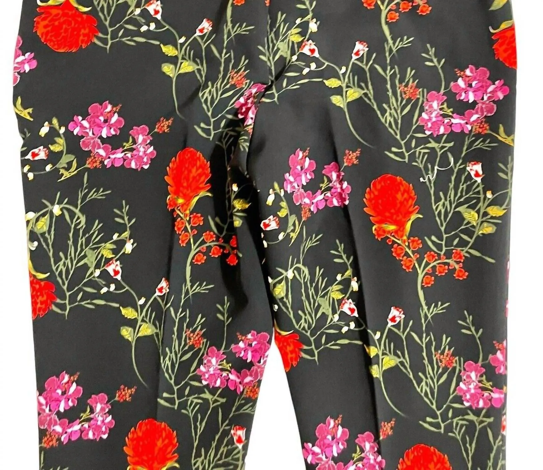 Women's Cropped Floral Print Cigarette Leg Pant In Multicolor