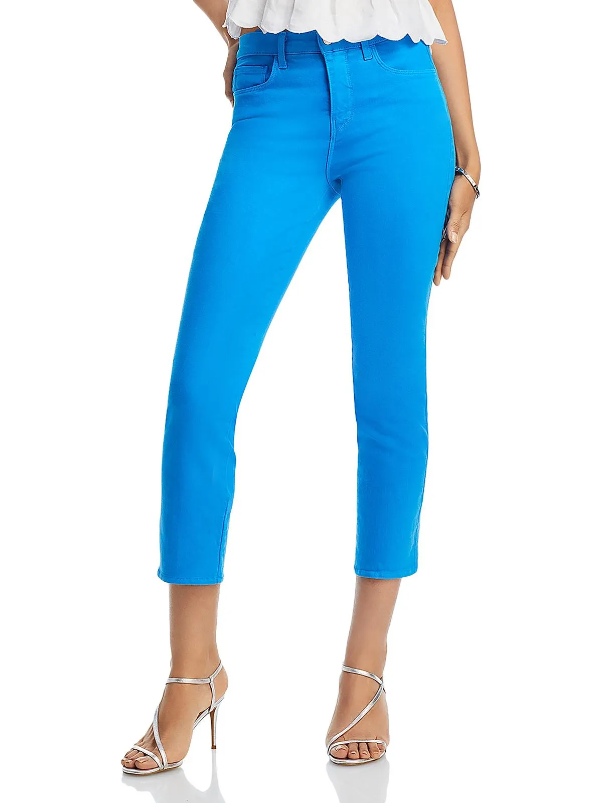 Womens Cropped High Rise Cigarette Jeans