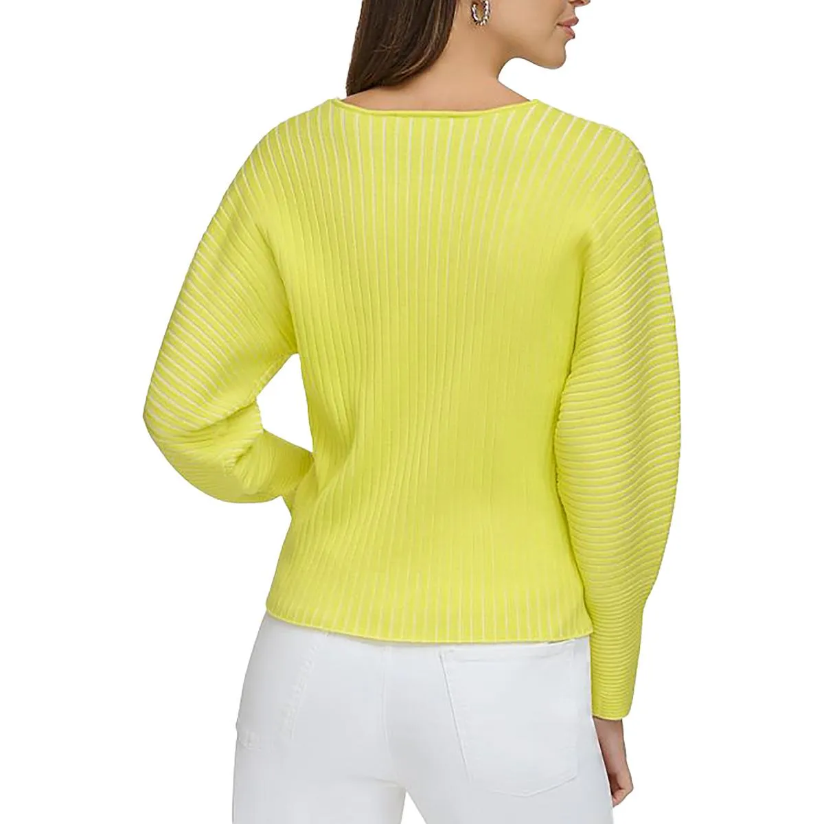 Womens Dolman Sleeve Ribbed V-Neck Sweater