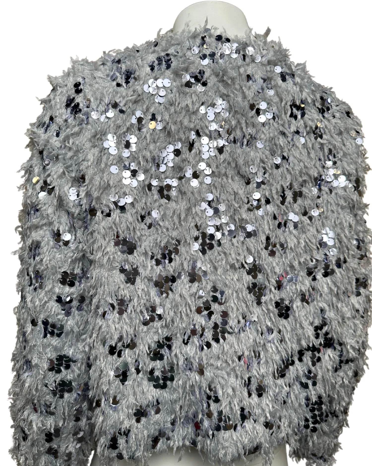 Women's Feathered Sequin Cardigan In Silver