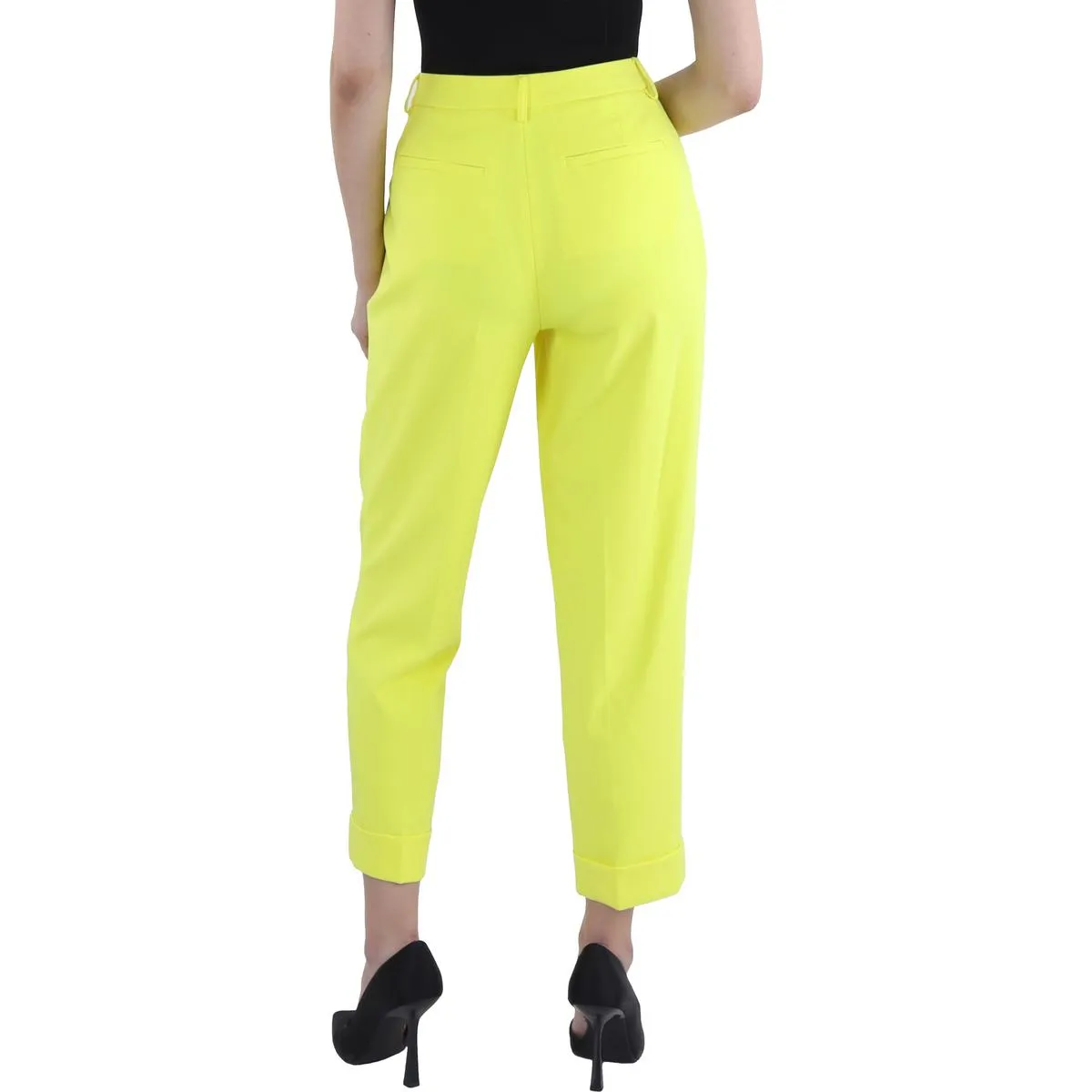 Womens High Rise Cropped Straight Leg Pants