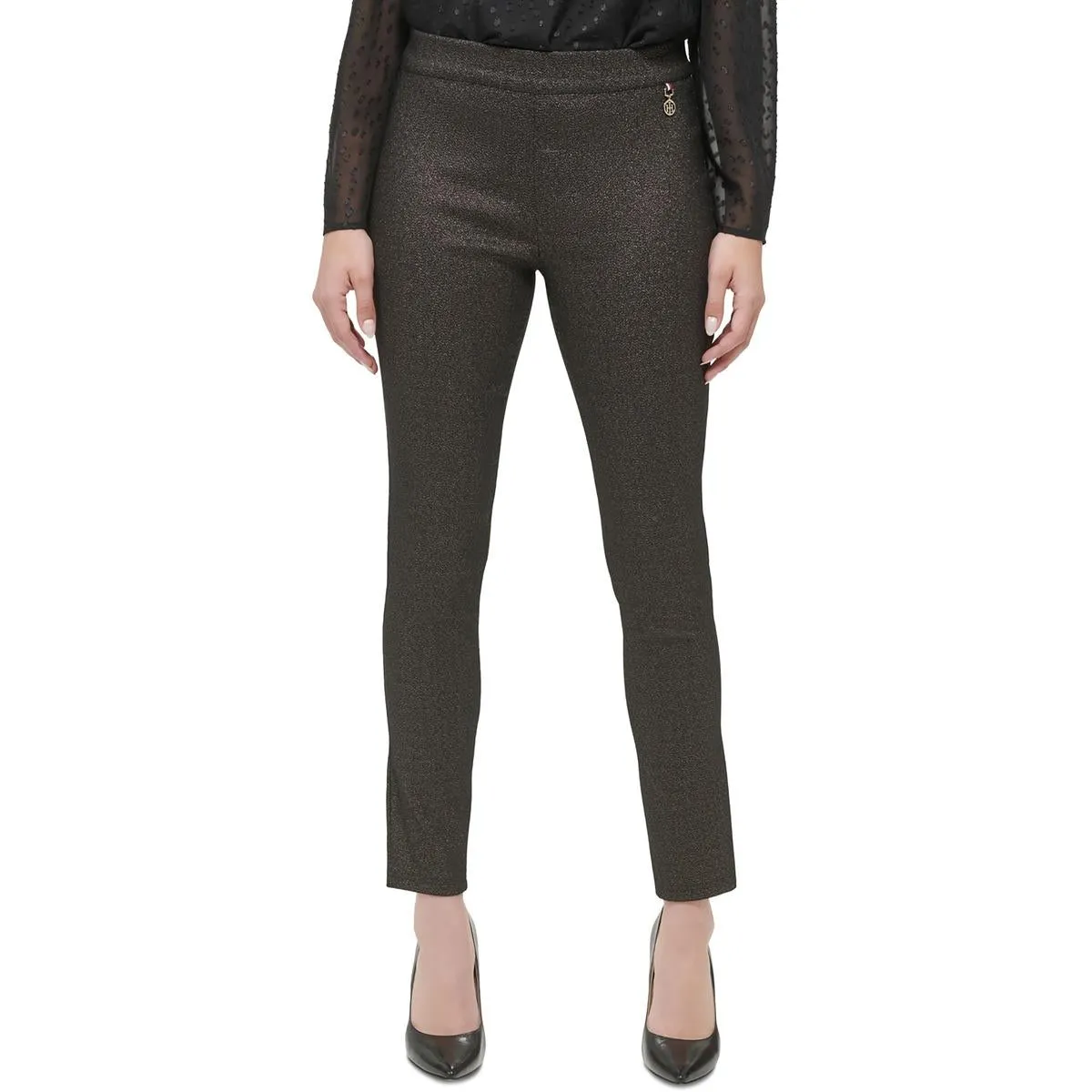 Womens High Rise Embellished Ankle Pants
