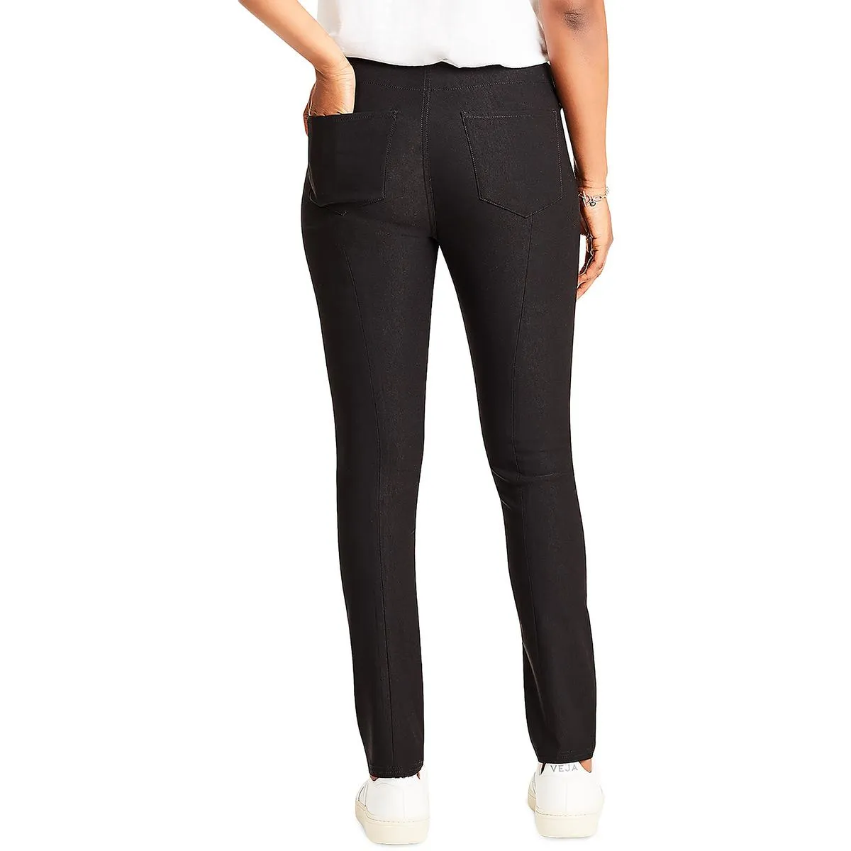 Womens High Rise Embellished Straight Leg Pants