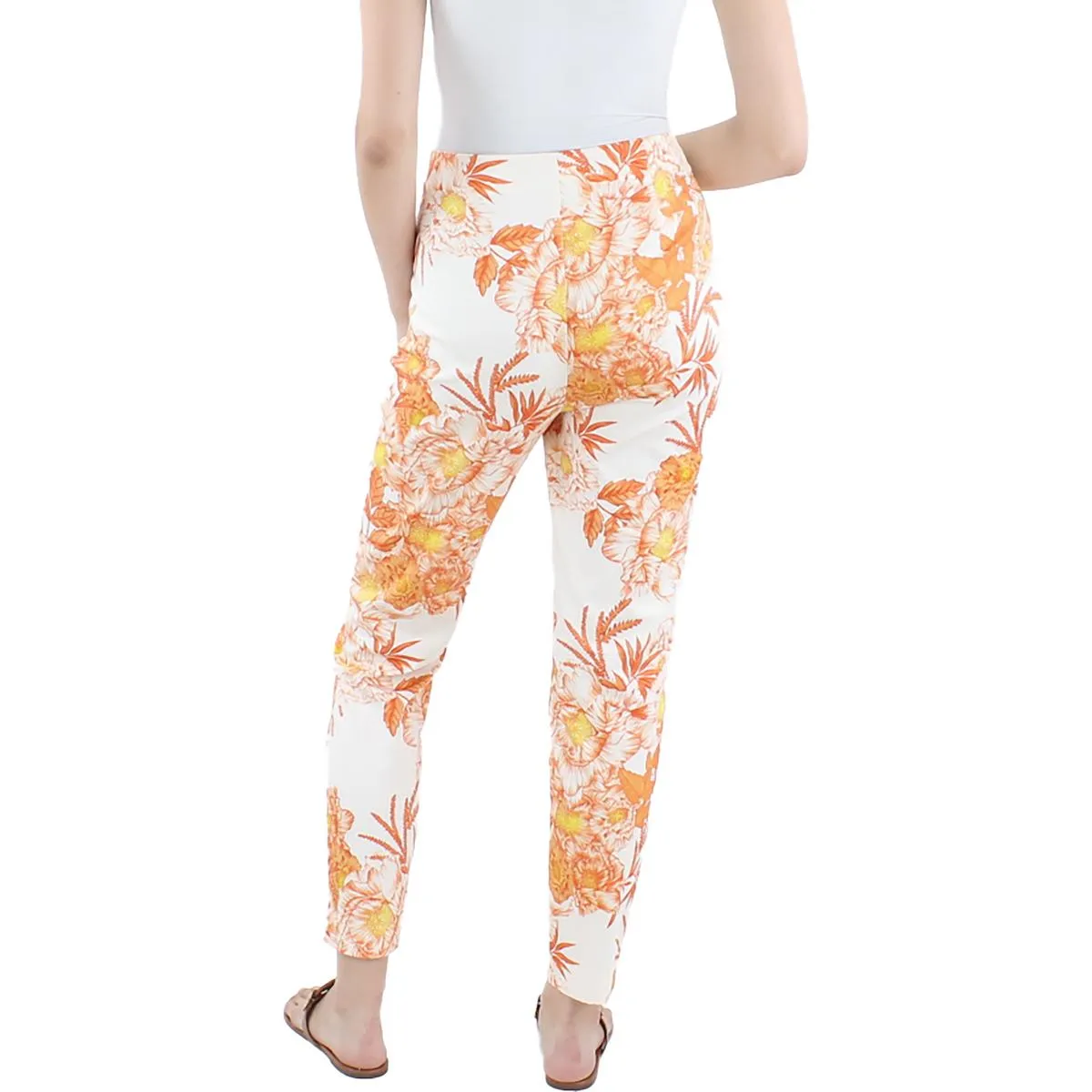 Womens High Rise Floral Print Capri Pants