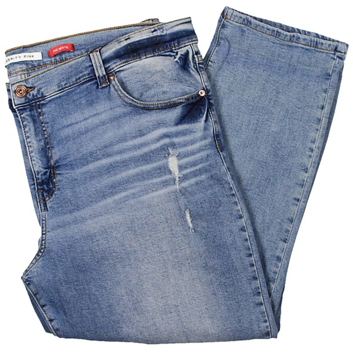 Womens High Rise Solid Straight Leg Jeans