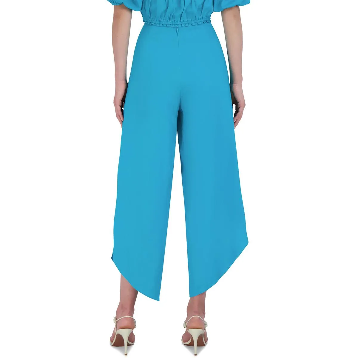 Womens High Rise Tie Waist Wide Leg Pants