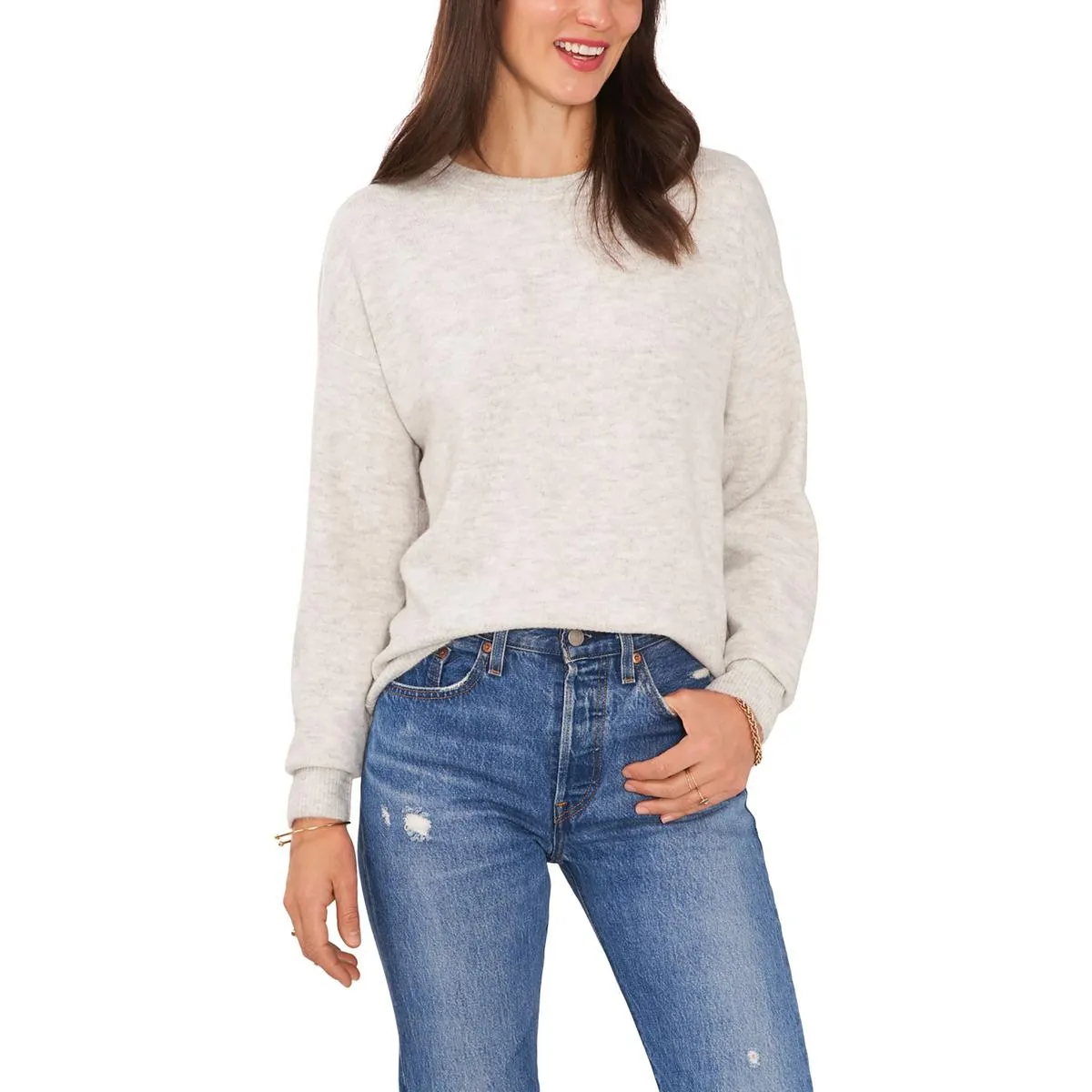 Womens Knit Cut-Out Pullover Sweater