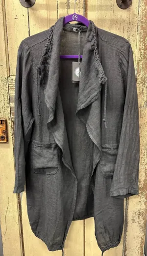 Women's Linen Duster Cadigan In Anthracite