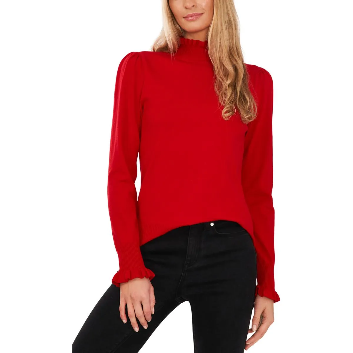 Womens Mock Turtleneck Scalloped Mock Turtleneck Sweater