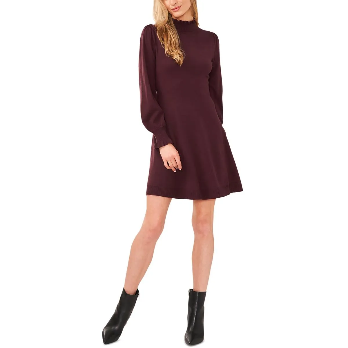 Womens Mock Turtleneck Scalloped Mock Turtleneck Sweater