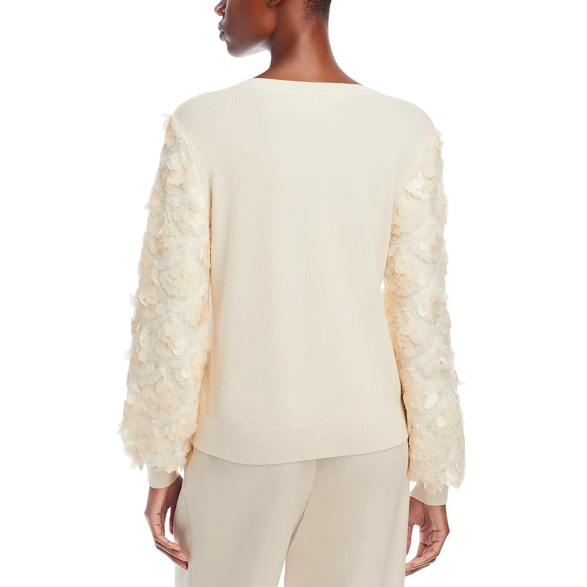 Womens Paillettes Pullover Crewneck Sweater