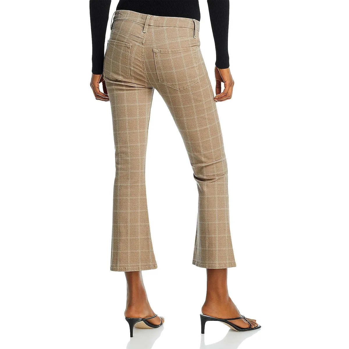 Womens Plaid Bootcut Cropped Jeans