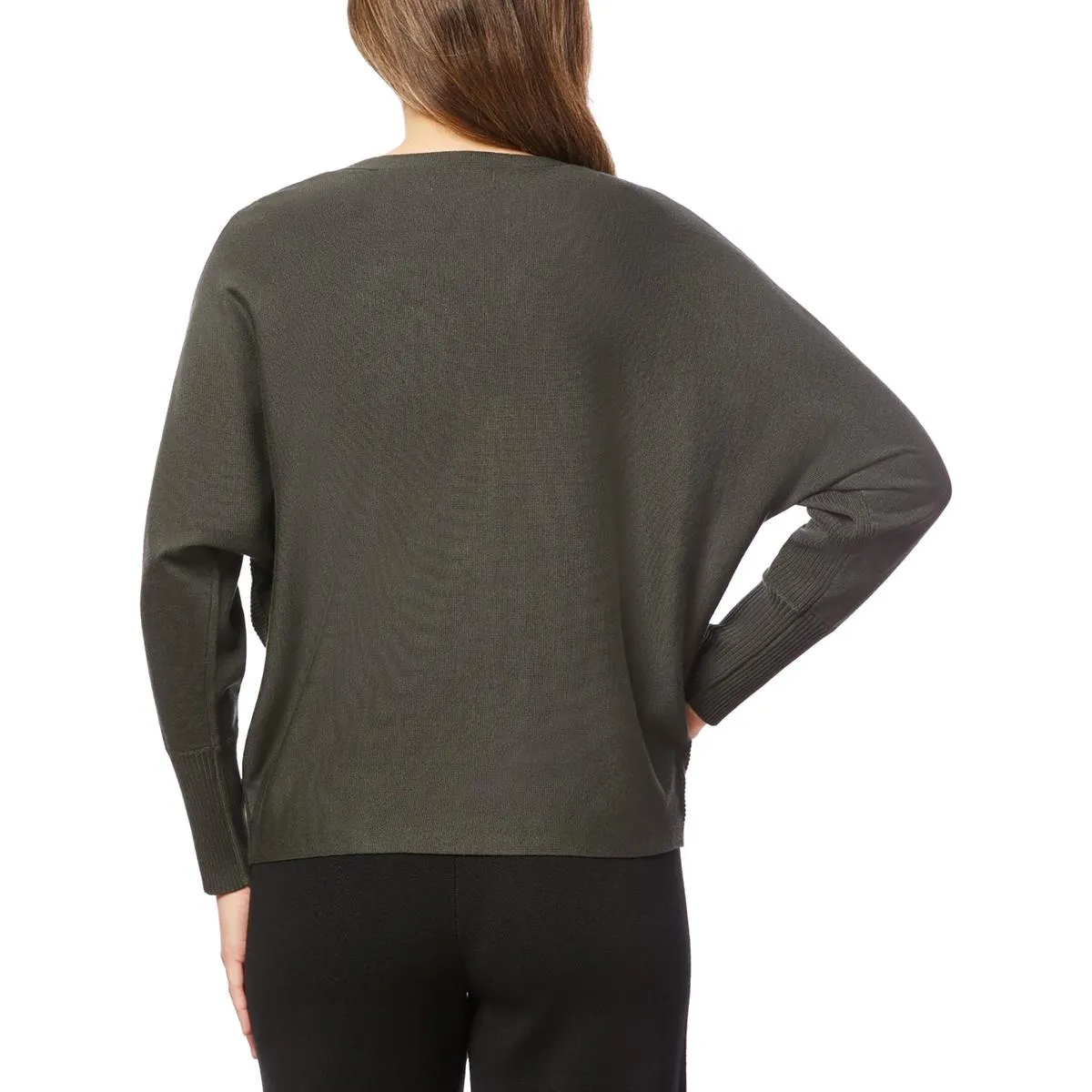 Womens Ribbed Viscose V-Neck Sweater