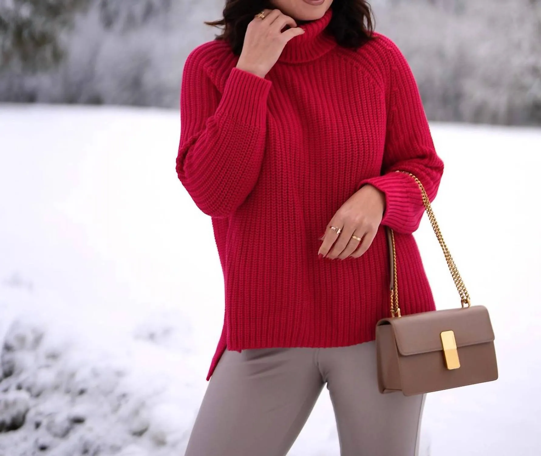 Women's Stella Turtleneck In Cherry Red