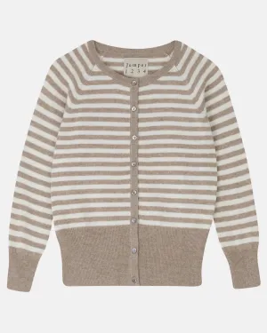 Women's Stripe Shrunken Cardigan In Light Brown