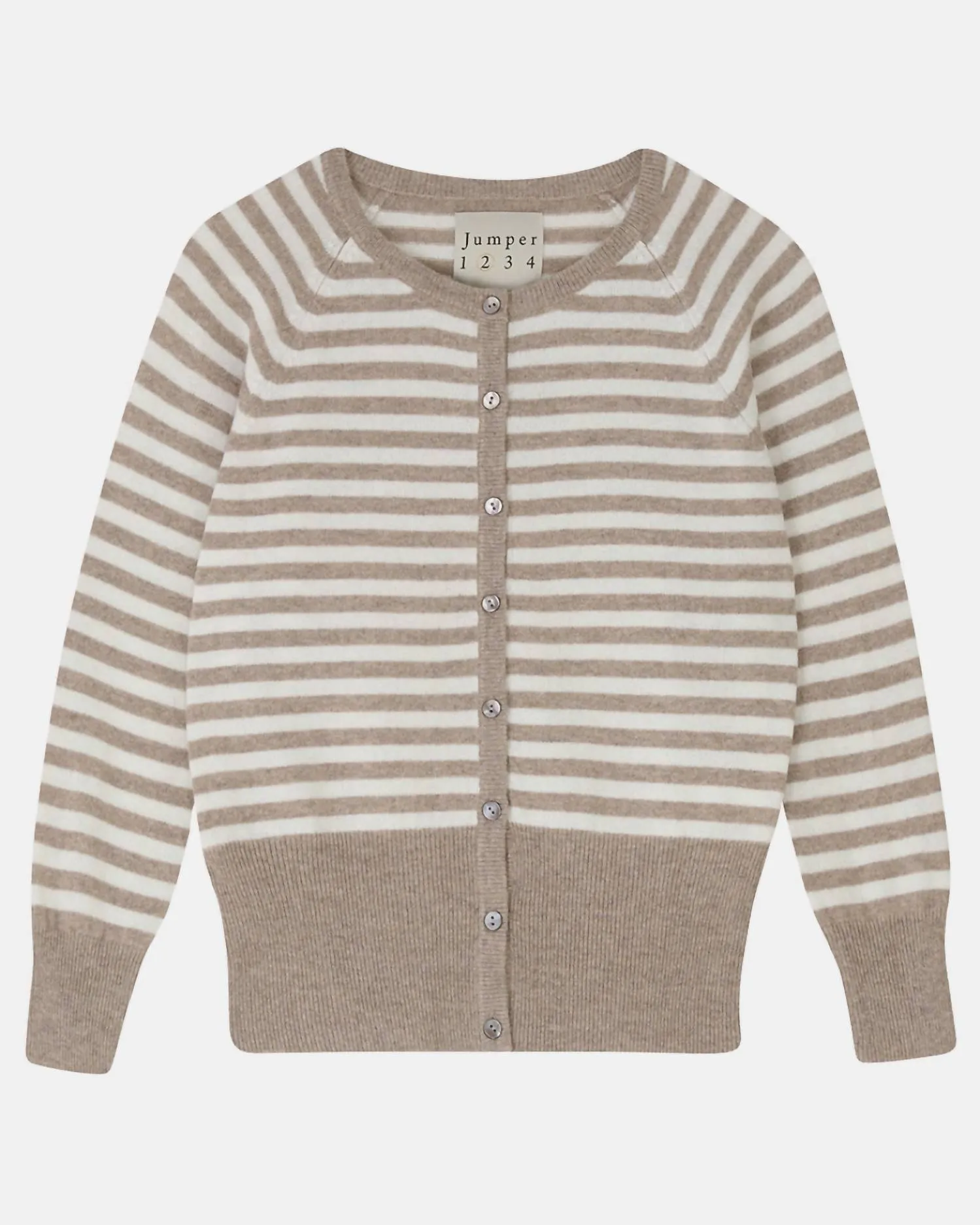 Women's Stripe Shrunken Cardigan In Light Brown