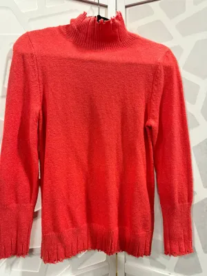 Women's Super Soft Rough Edges Sweater In Bright Coral