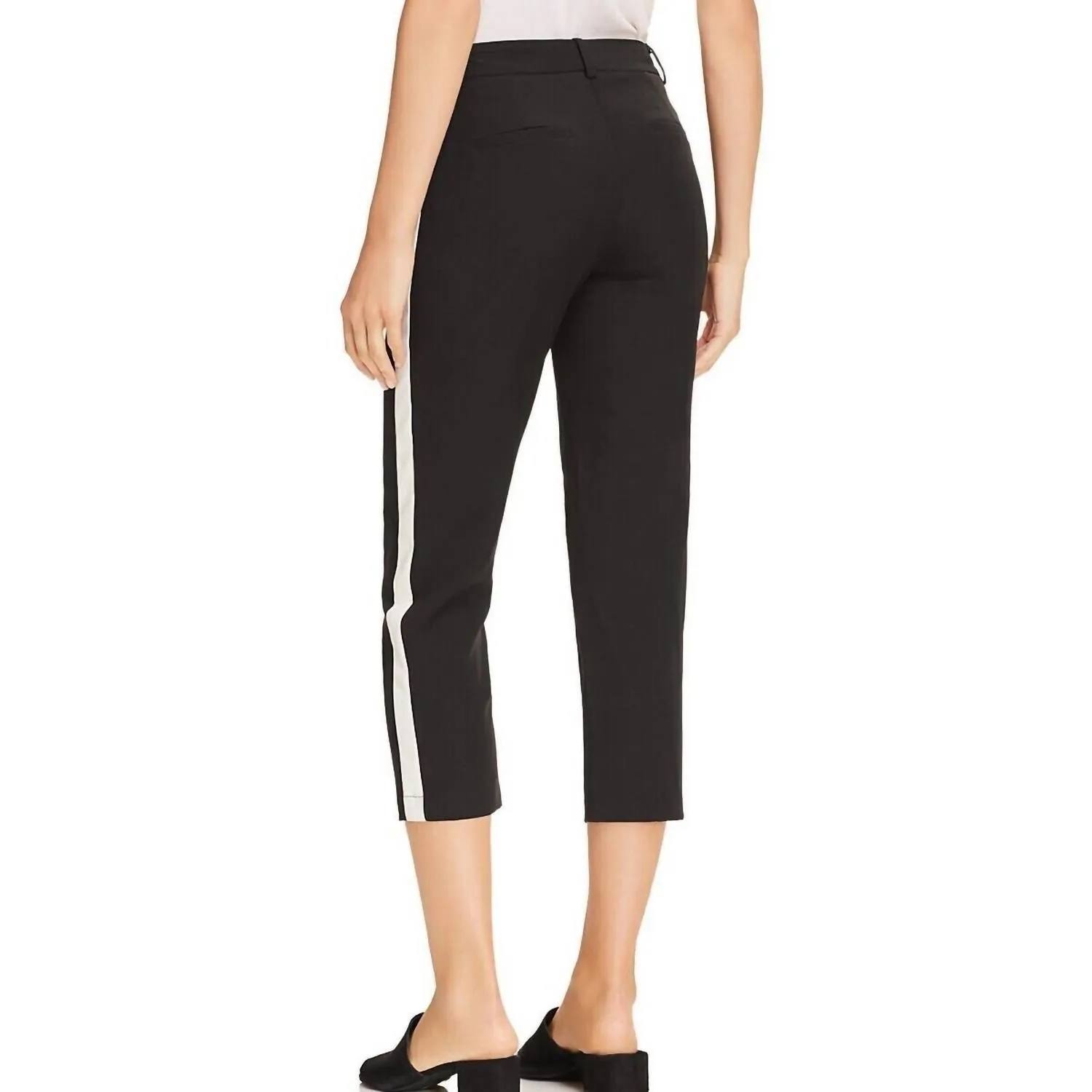 Women's Tuxedo Stripe Capri Cropped Pants In Black/white