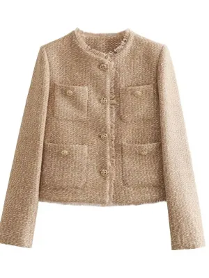 Women's Vintage Tweed Jacket In Khaki