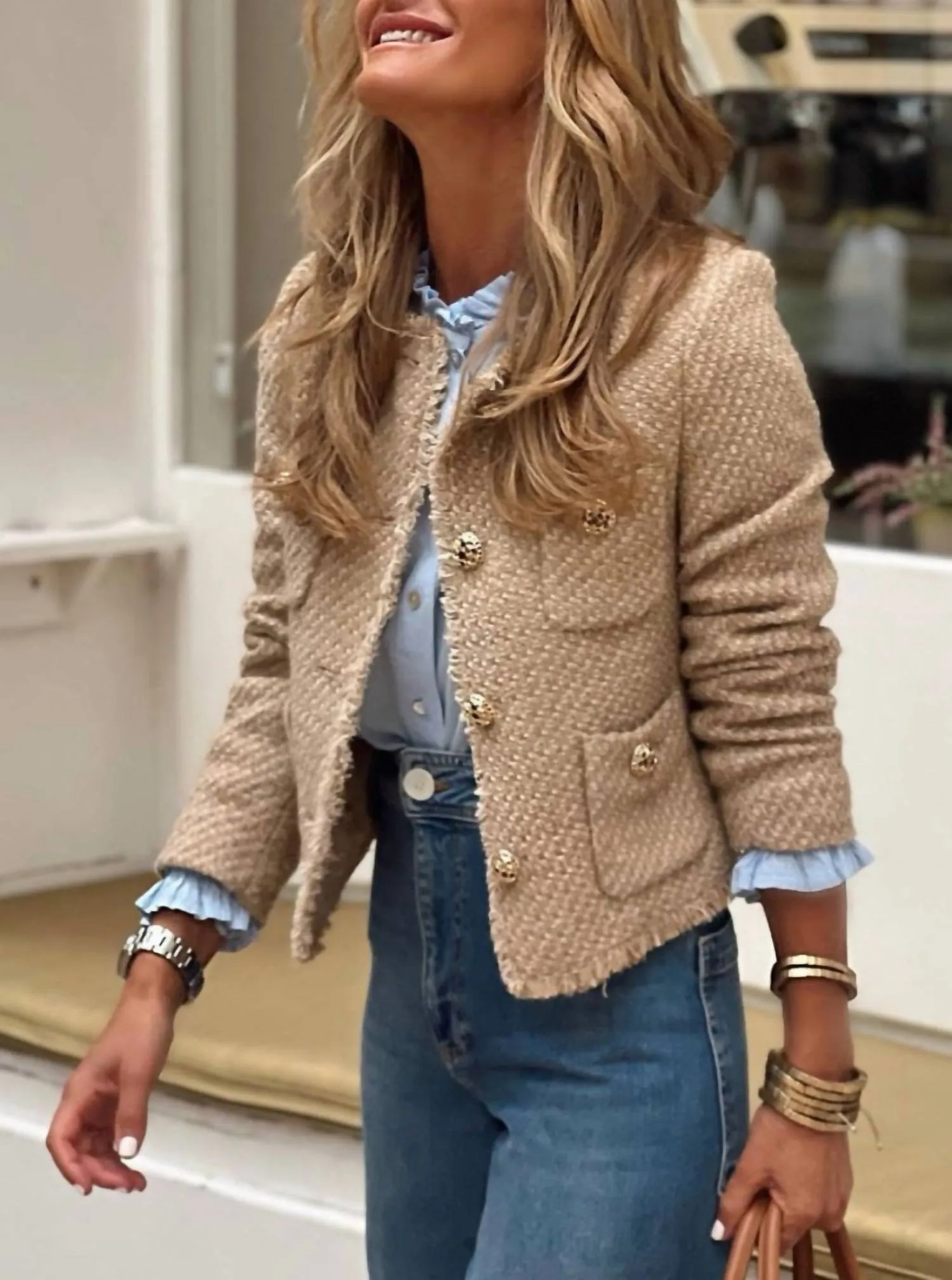 Women's Vintage Tweed Jacket In Khaki