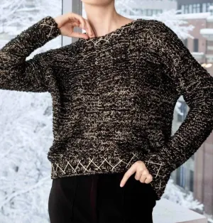 Woven Sweater In Black & Gold
