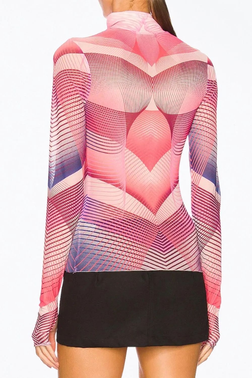 Zadie Power Mesh Turtleneck Top In Modern Geo